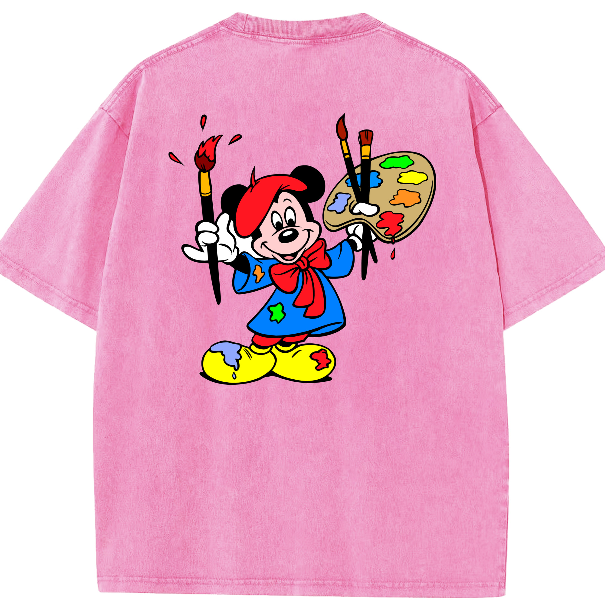（画像用） ミッキーマウス Mickey Mouse 綿100% ヴィンテージ風 半袖Tシャツ（背面プリント）